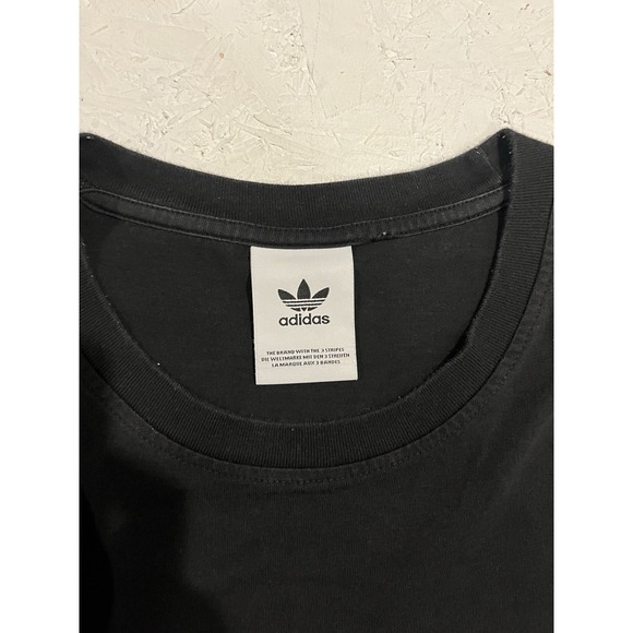 Adidas Mens Embroidered Trefoil Shirt Size Large Black Shattered Rainbow - Picture 7 of 11